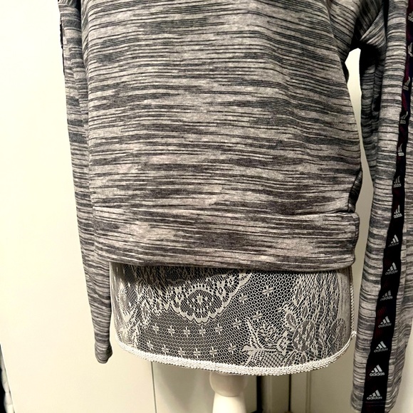 Adidas Crop Top Crew Neck Sweatshirt - Picture 6 of 9